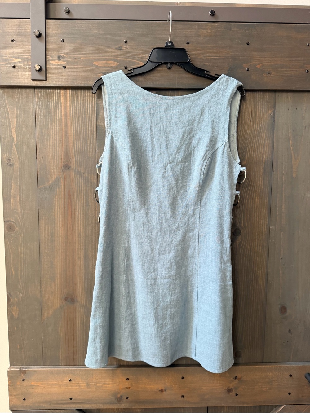 Light Blue Sleeveless Linen-Blend Shift Top